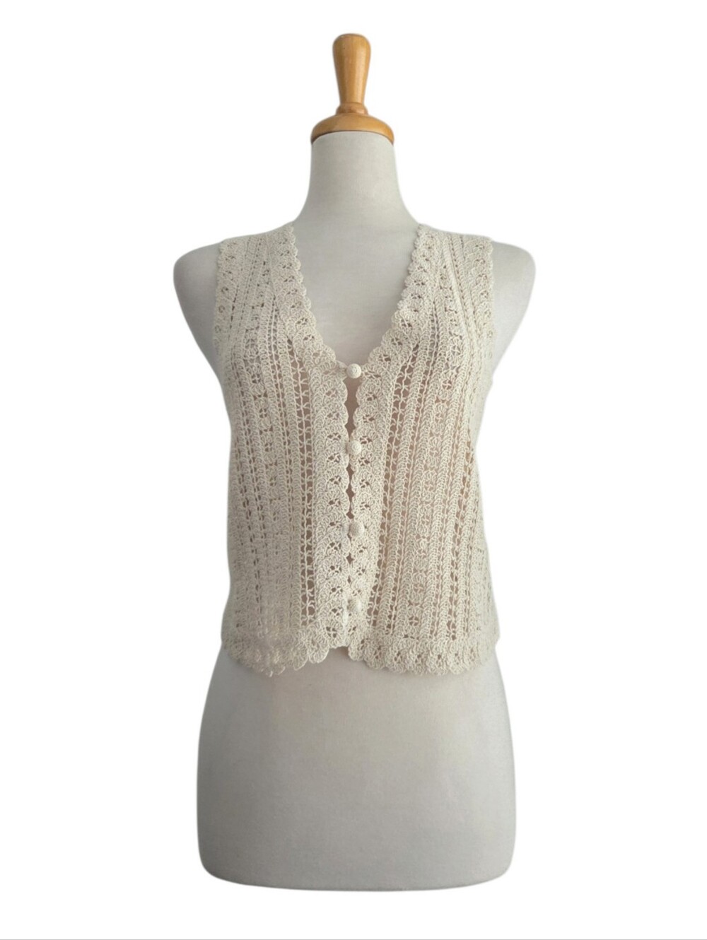 Sezane PALMINA BLOUSE Ecru Crochet Cream Women's Size S